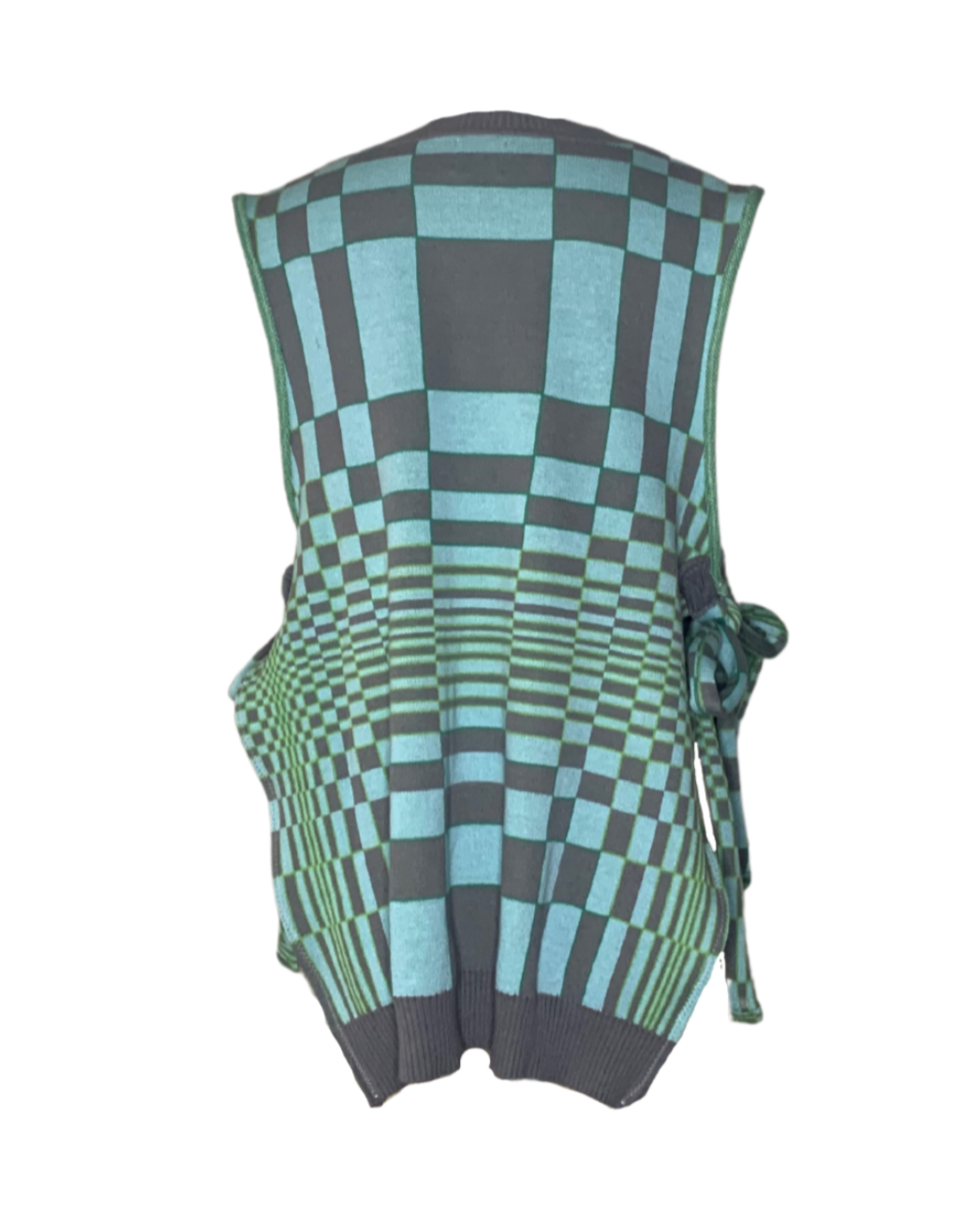 APRON VEST SIDE TIE BLUE X GREEN